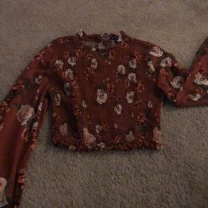 Flower long sleet crop top